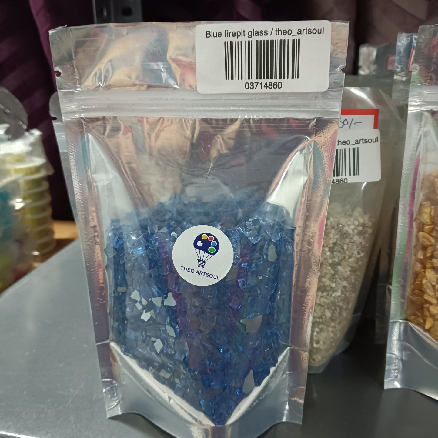 Blue firepit glass