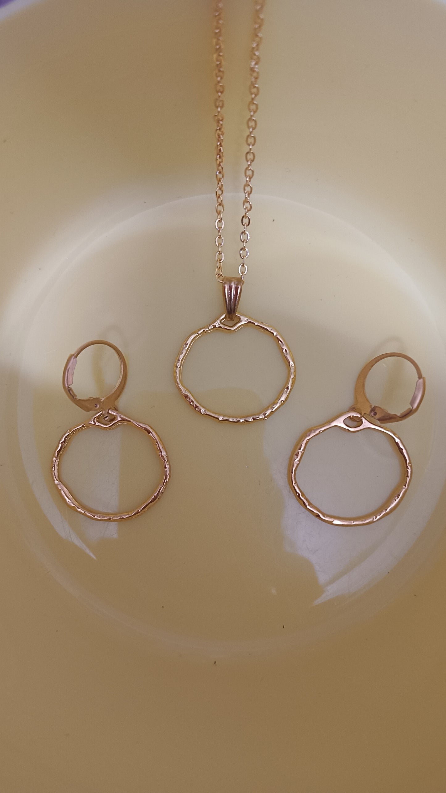 Round agate jewellery set small
