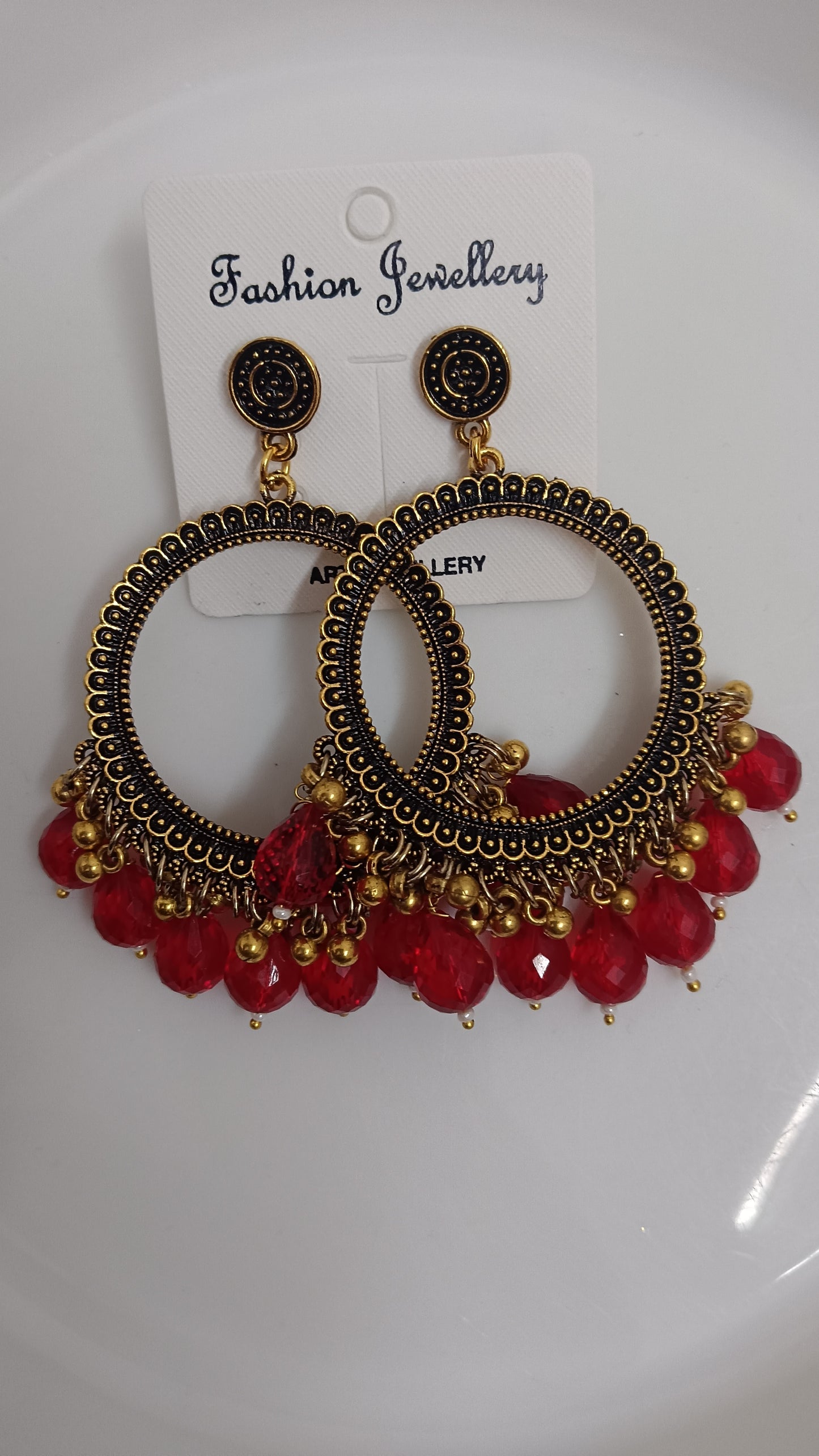 Jhumka design 68 Round Red