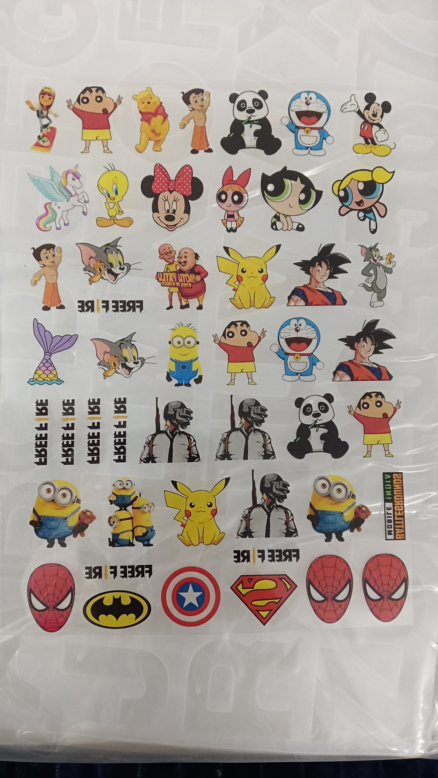 Cartoon insert sheets