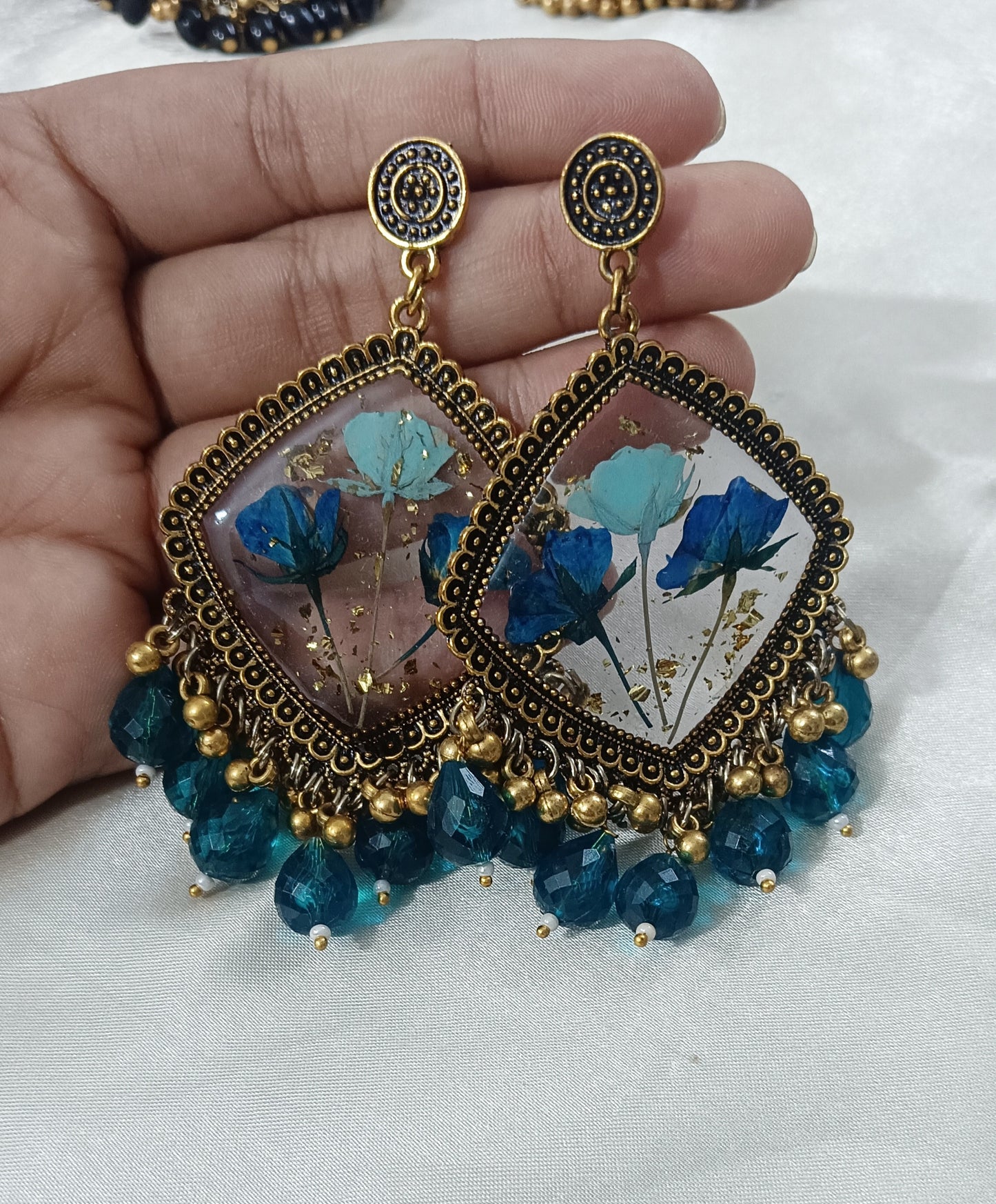 Blue Rose garden jhumka
