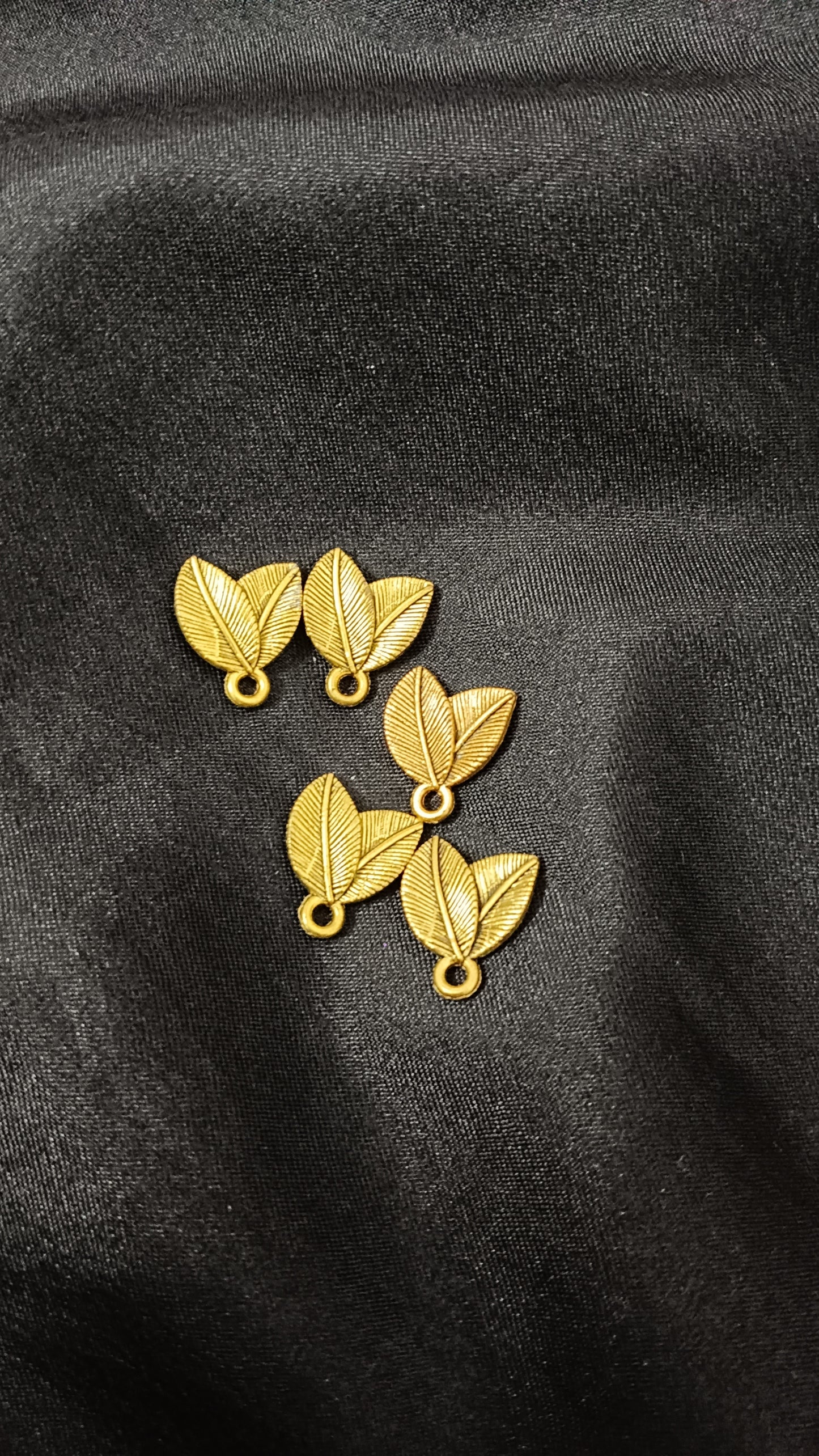 Small Golden leaf Charms pack of 5
