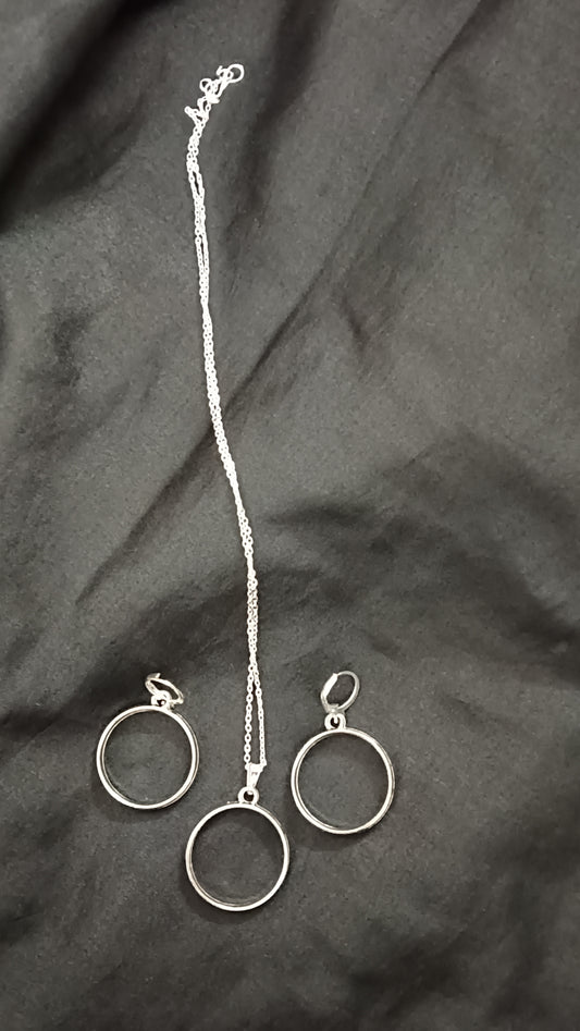 Silver Circle shape Jewellery set
