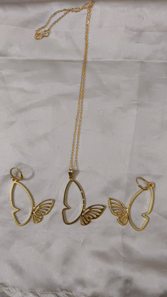 Gold Butterfly Jewellery set