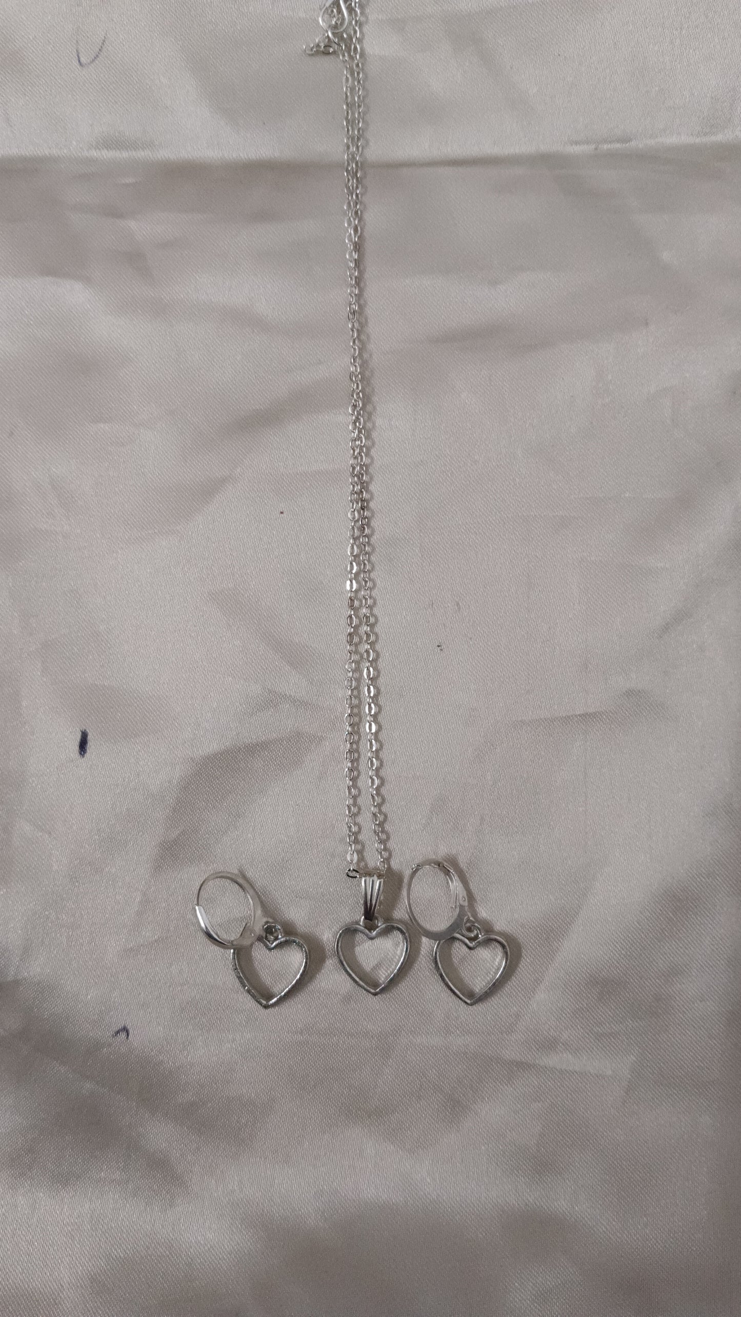 Mini silver heart jewellery set