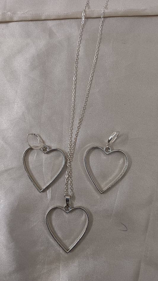 Silver Heart Jewellery set
