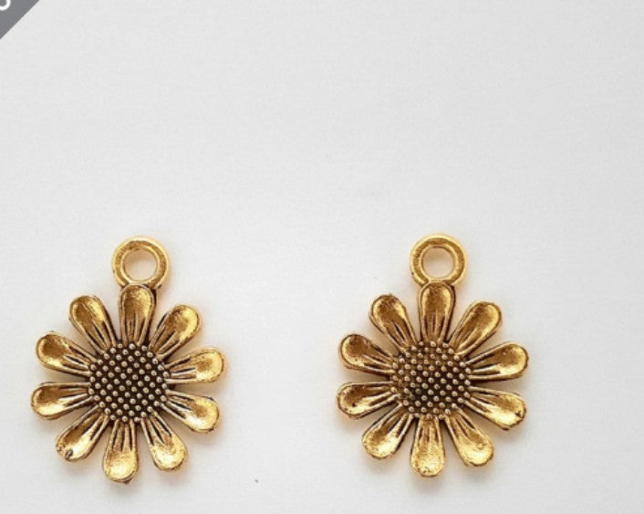 Golden flower charms pack of 1