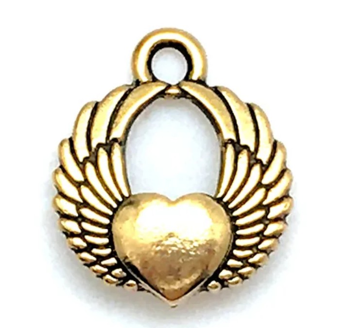 Winged heart charms pack of 1