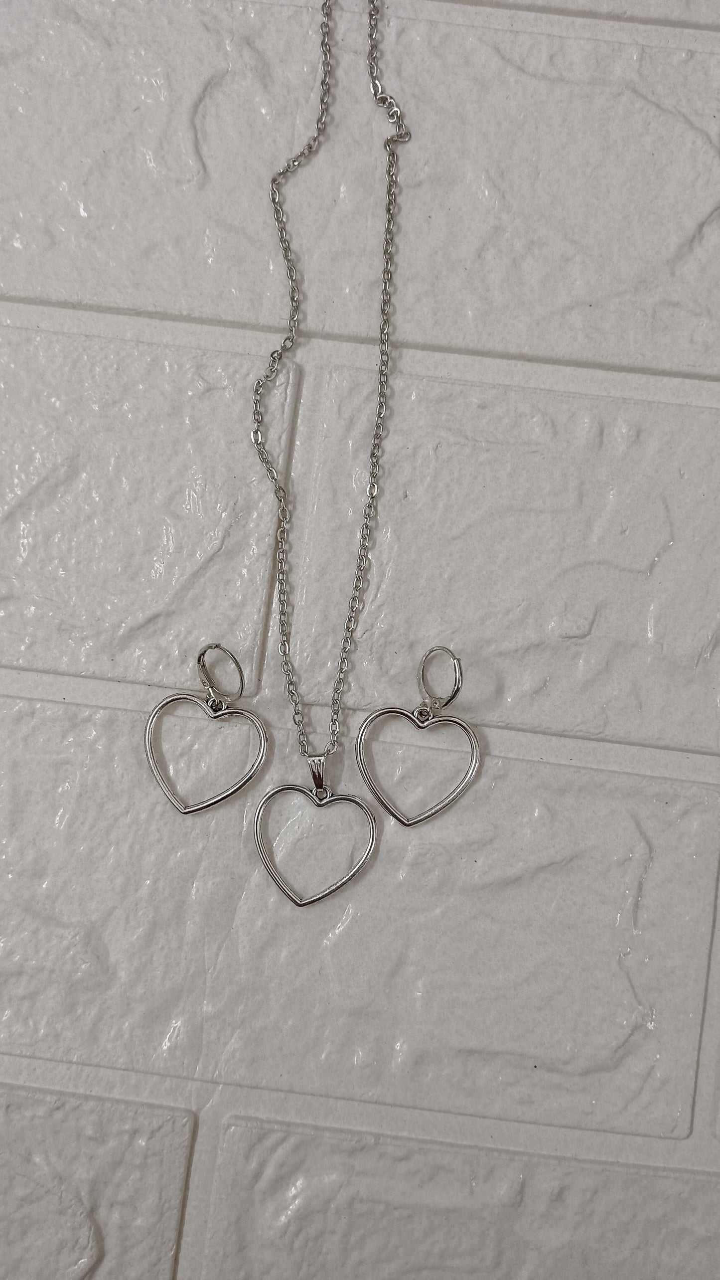 Silver heart Jewellery set