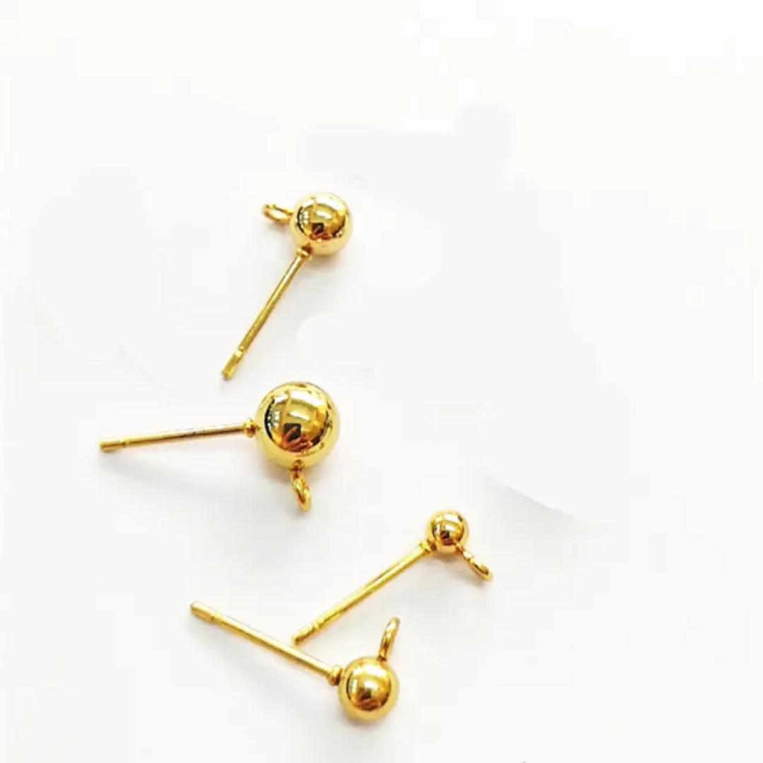 Gold Ball earring stud hook