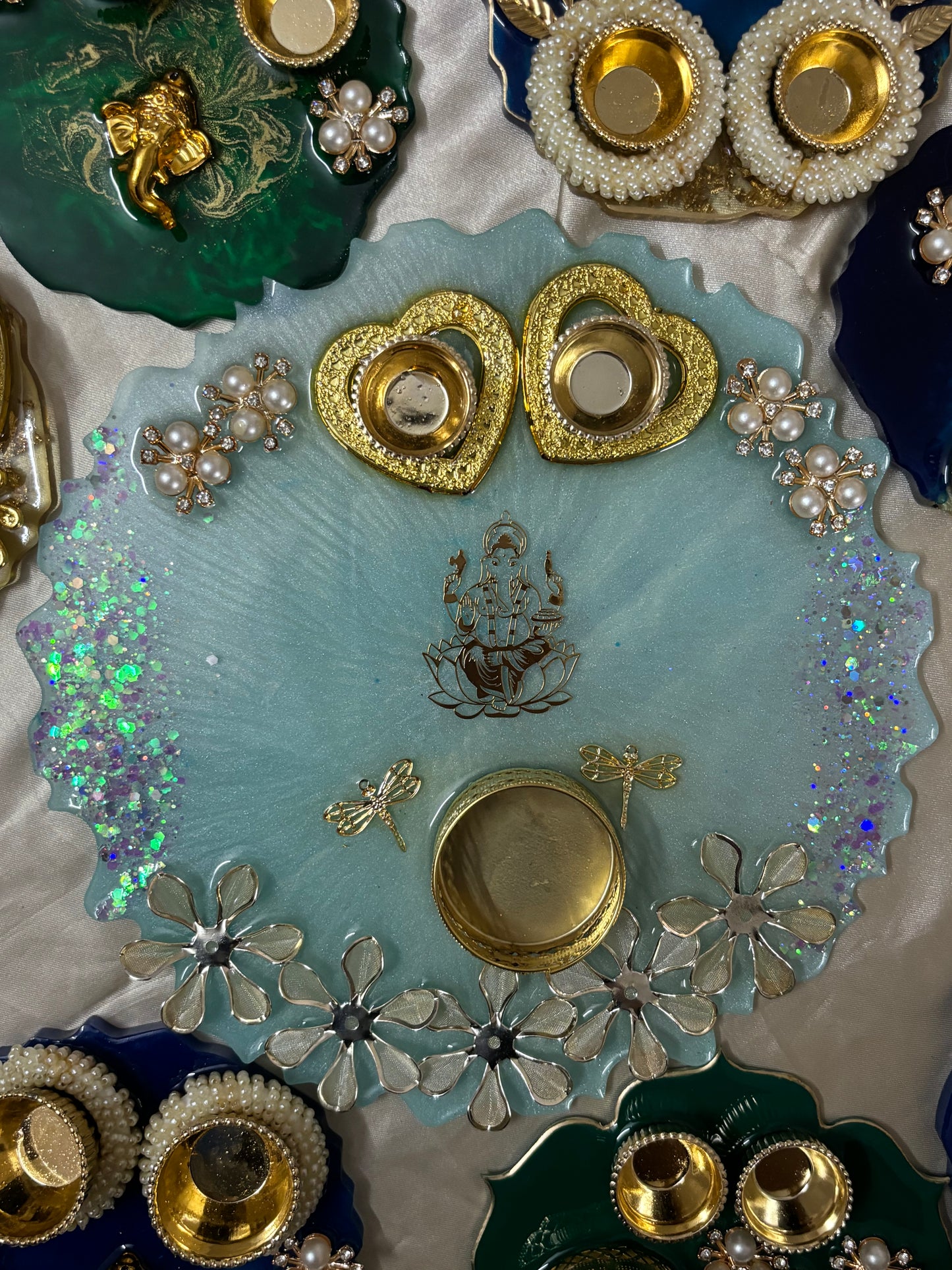 8” blue ganeshji thali