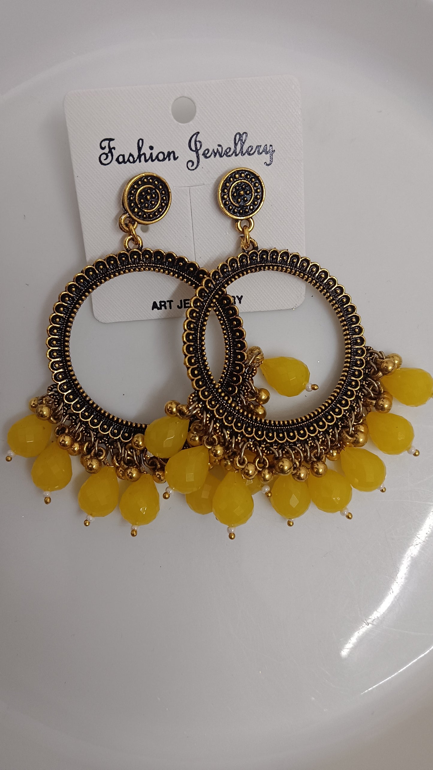 Jhumka design 63 Round Yellow