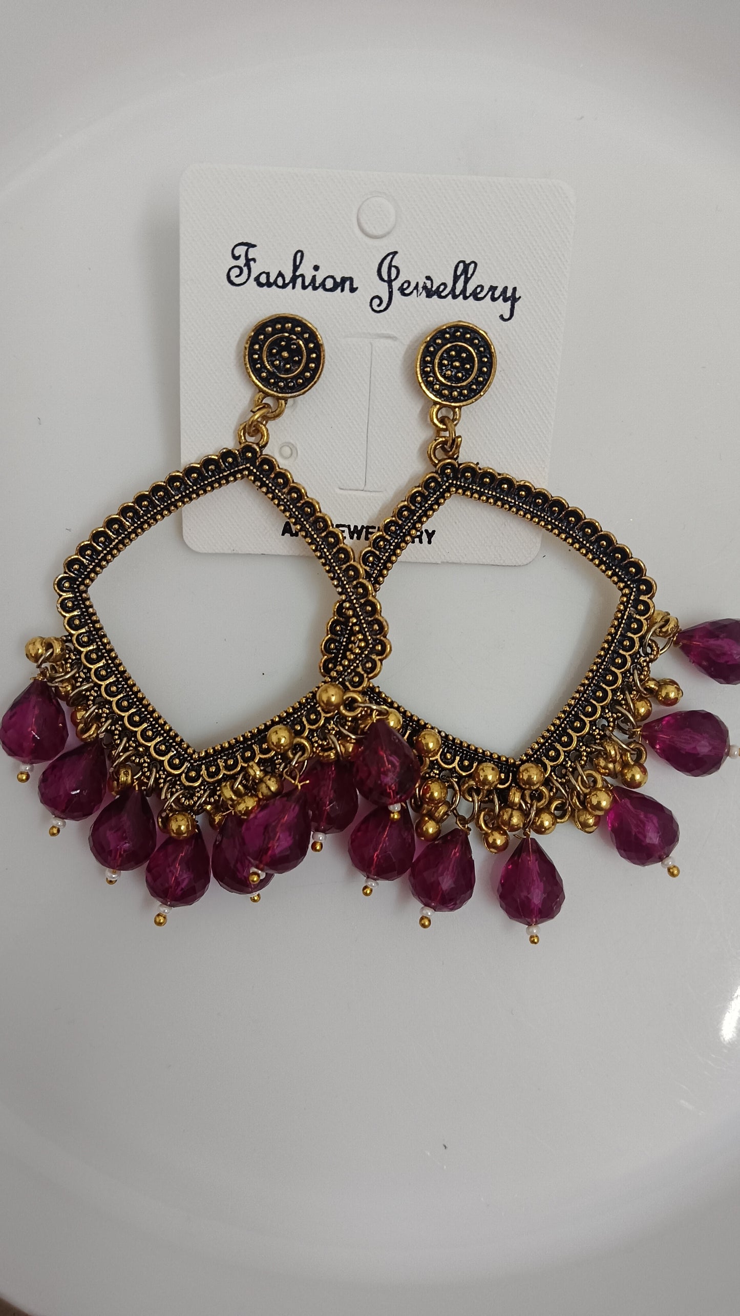 Jhumka design 67 Round Maroon