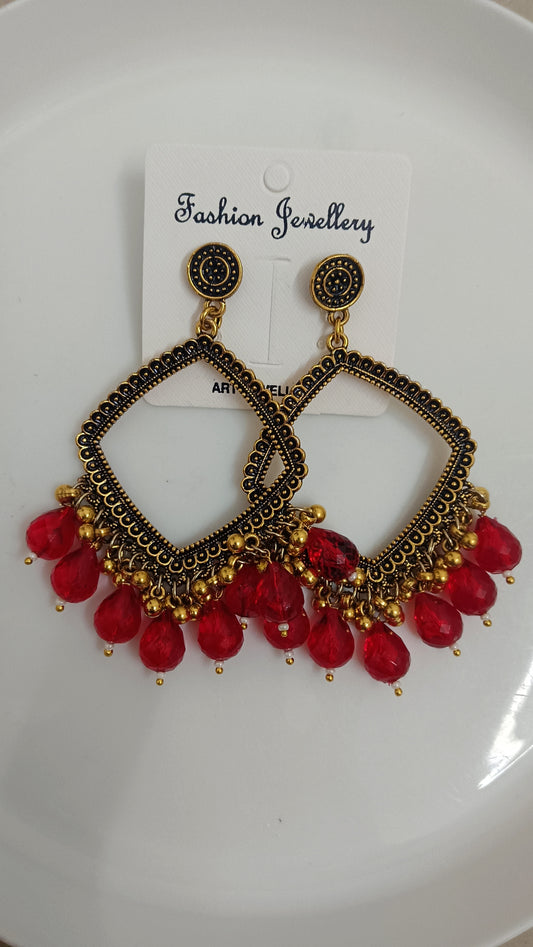 Jhumka design 57 Rhombus Red