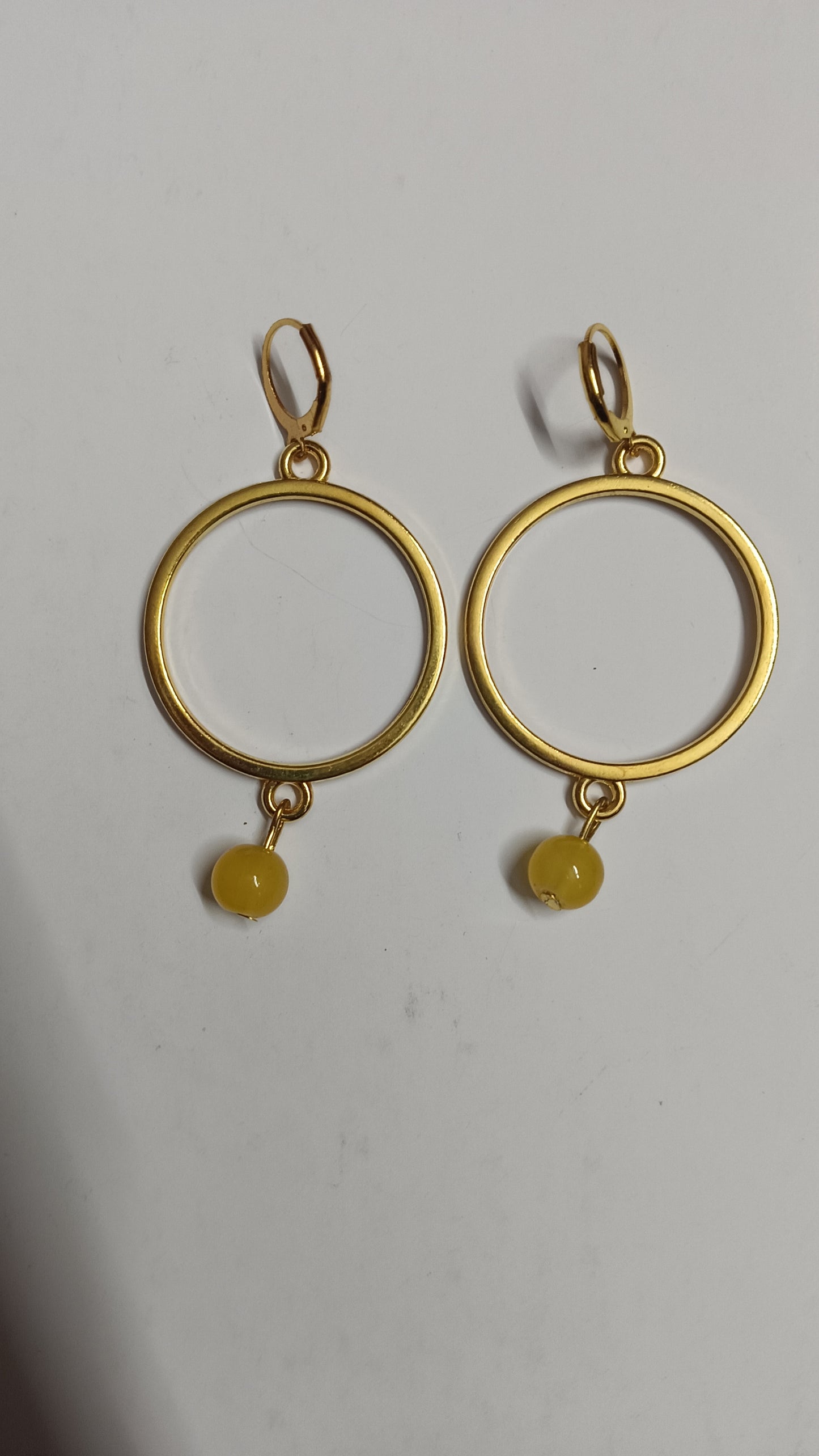 Medium Hollow circle earrings with colored drop