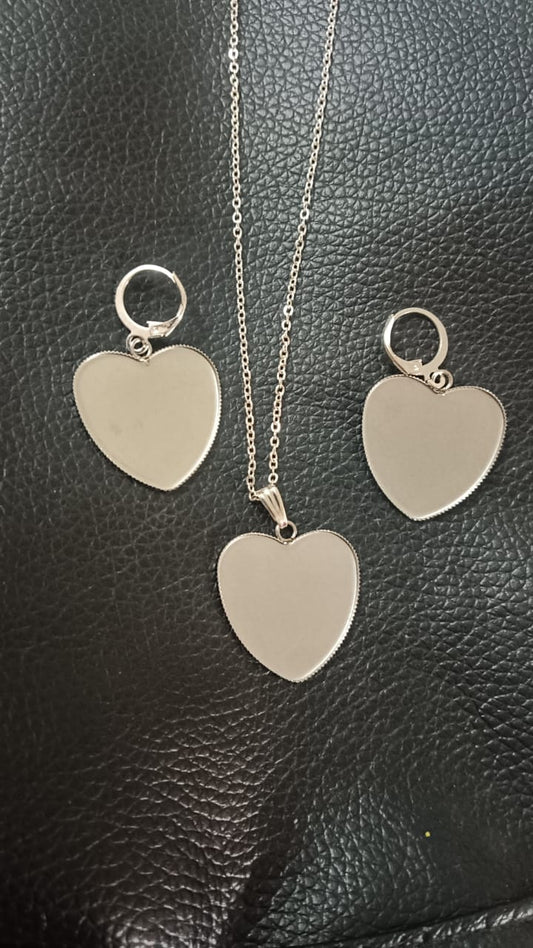 Silver heart jewellery set