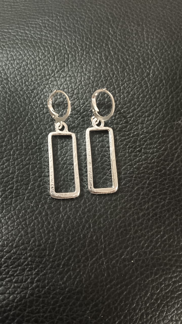 Rectangle silver earrings