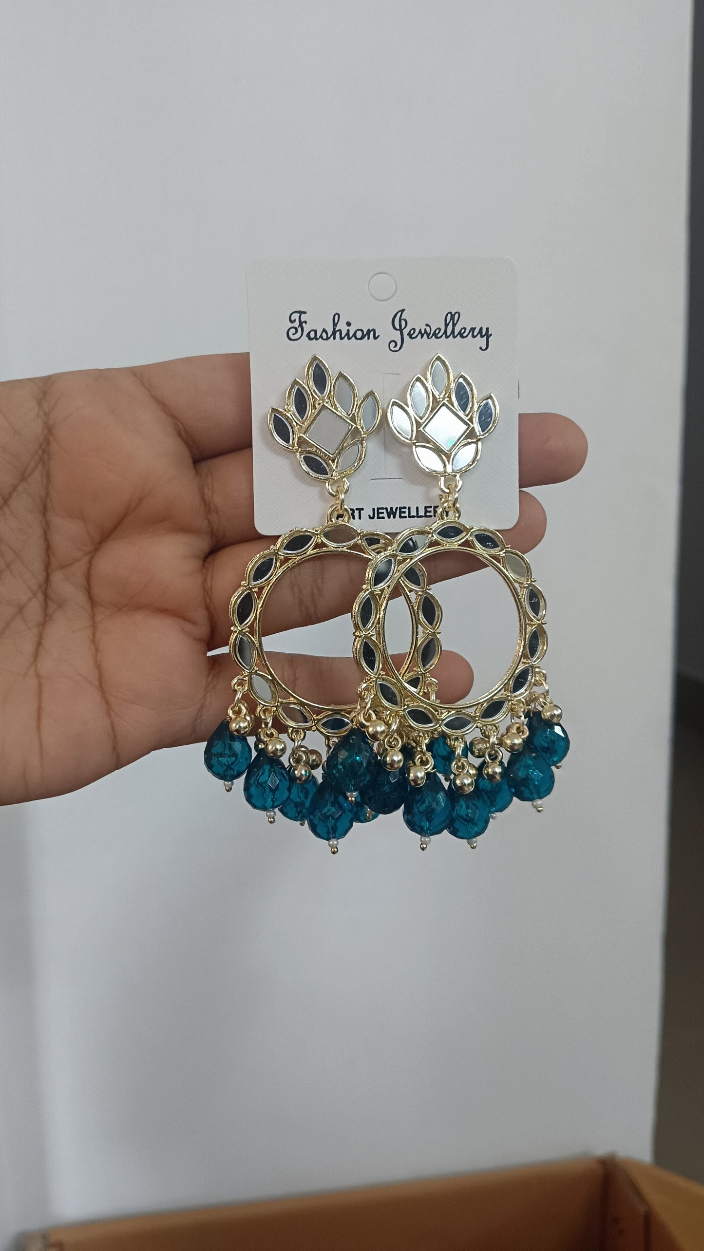 Mirror jhumka dark blue