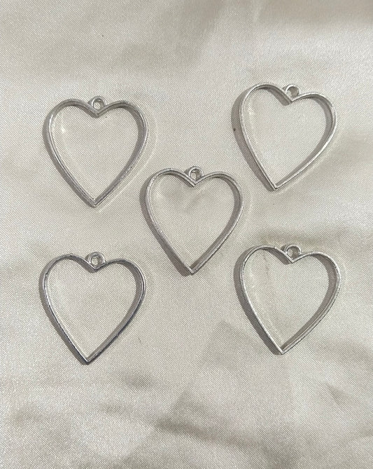 Silver heart bezel pack of 5