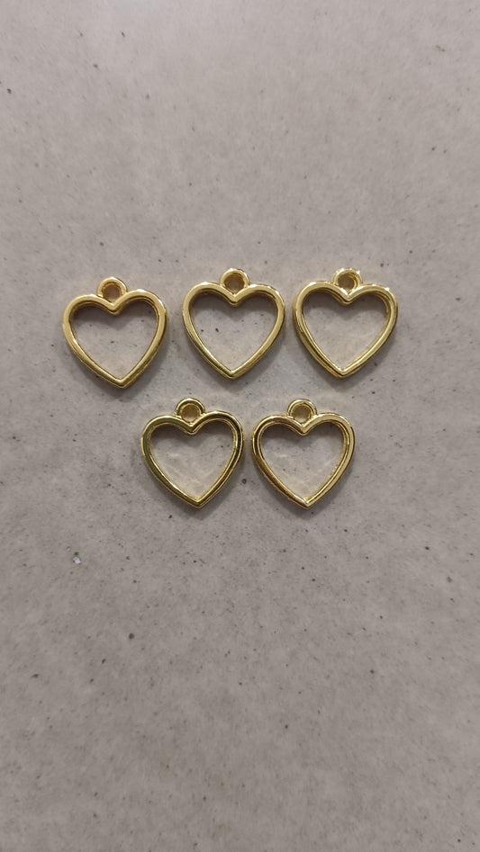 Mini gold heart bezel pack of 5