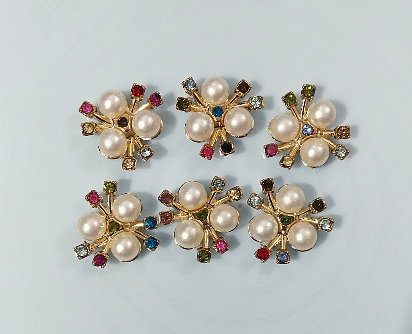 Multi colour Pearl embellishment pack of 6