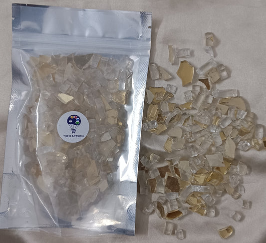 Golden firepit glass