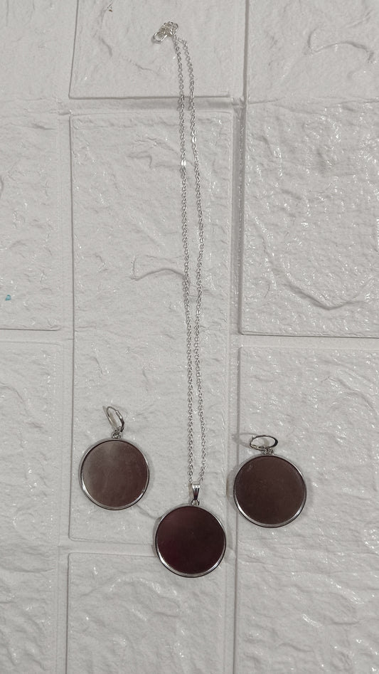 Silver  round base jewellery set