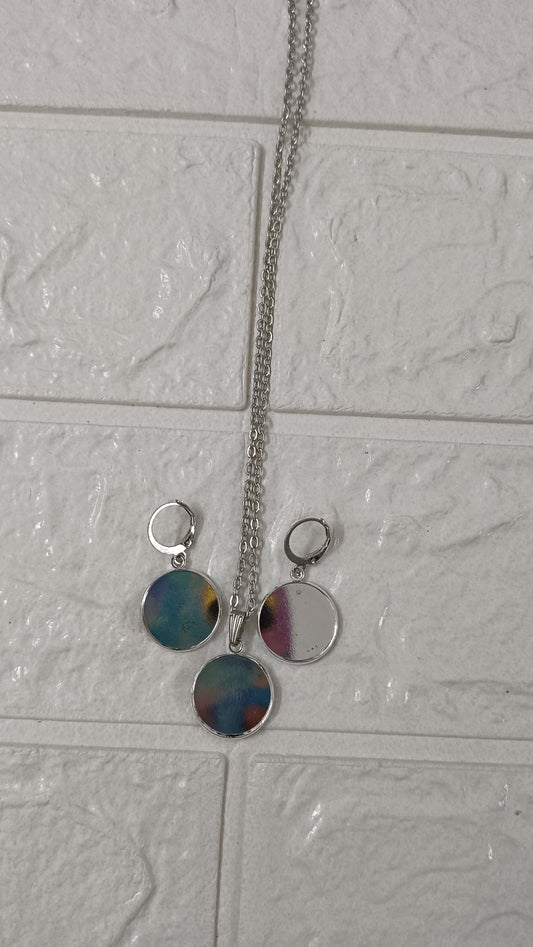 Small Round silver jewellery set