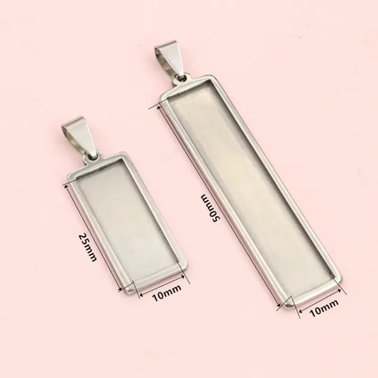 Silver rectangle pendant 50×10mm