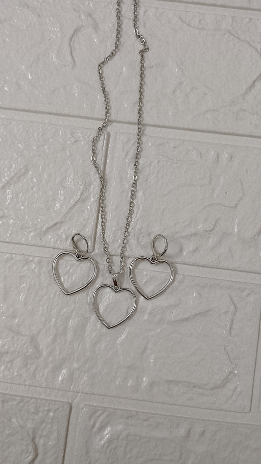 Silver heart Jewellery set