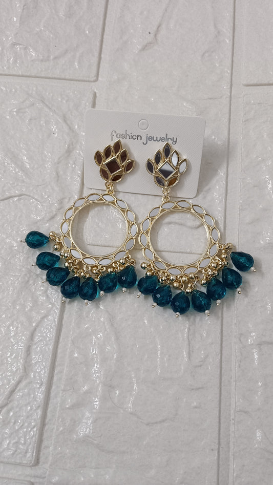 Blue Mirror jhumka