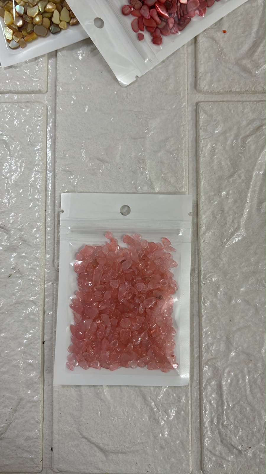 Pink glass stones
