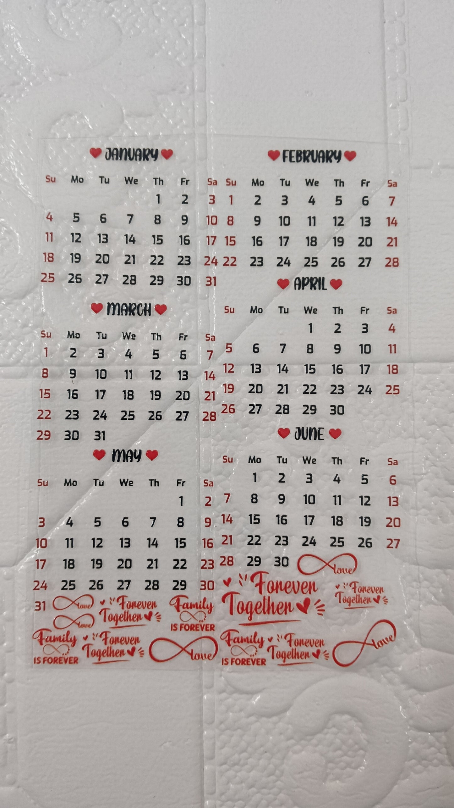 Calendar sticker sheet
