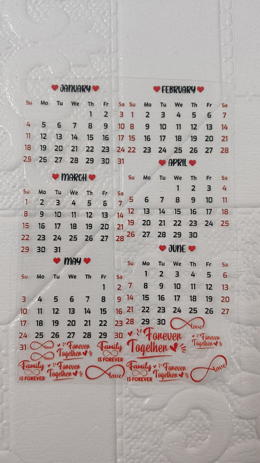 Calendar sticker sheet