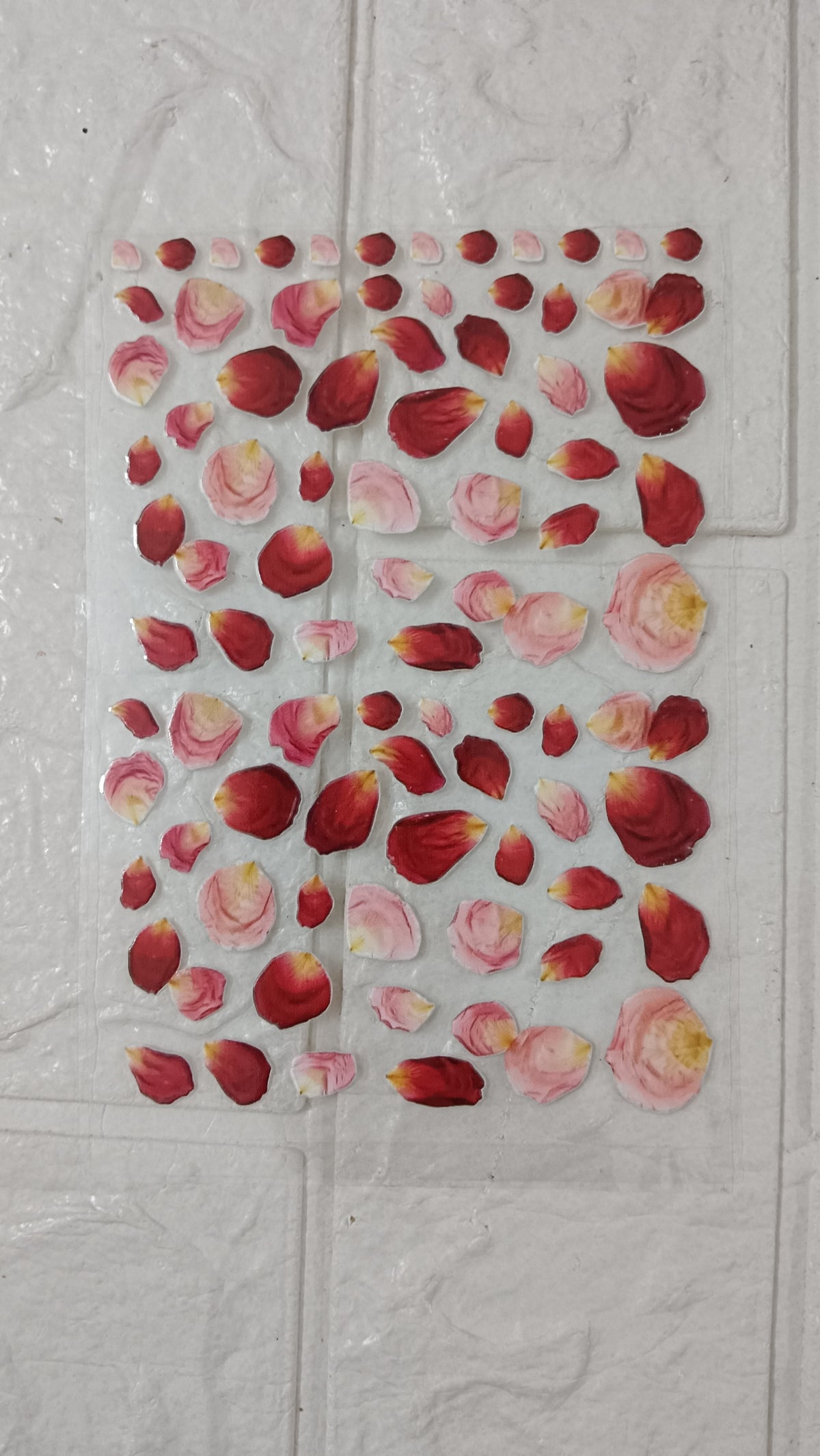 Colored rose petals sticker sheet