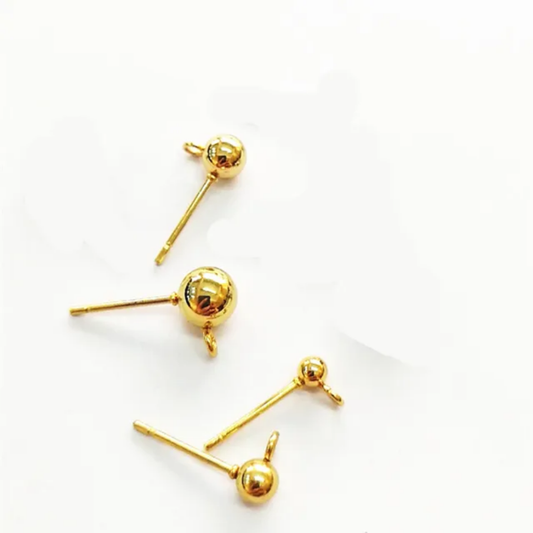 Gold Ball earring stud hook