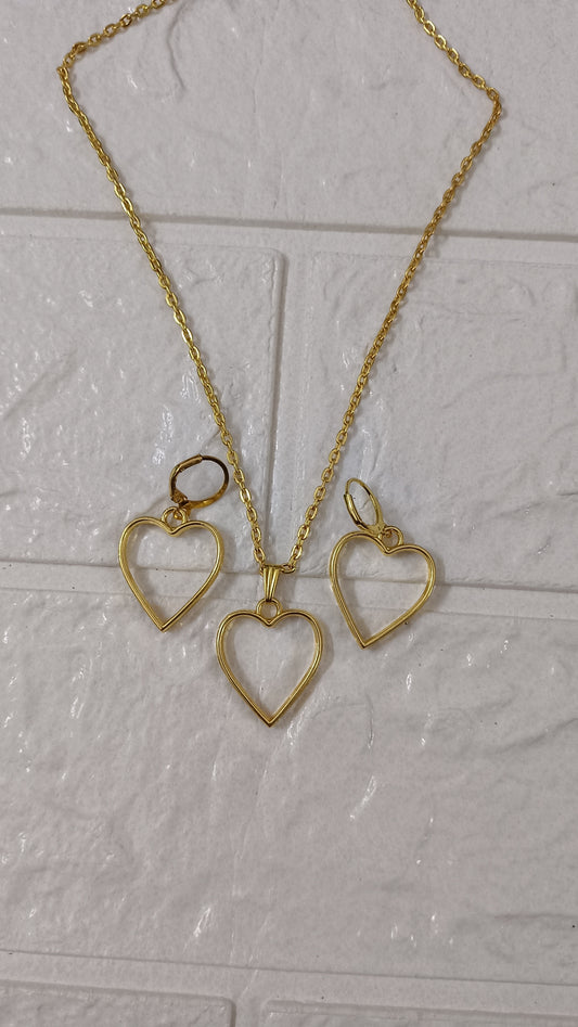 Medium gold heart Jewellery set