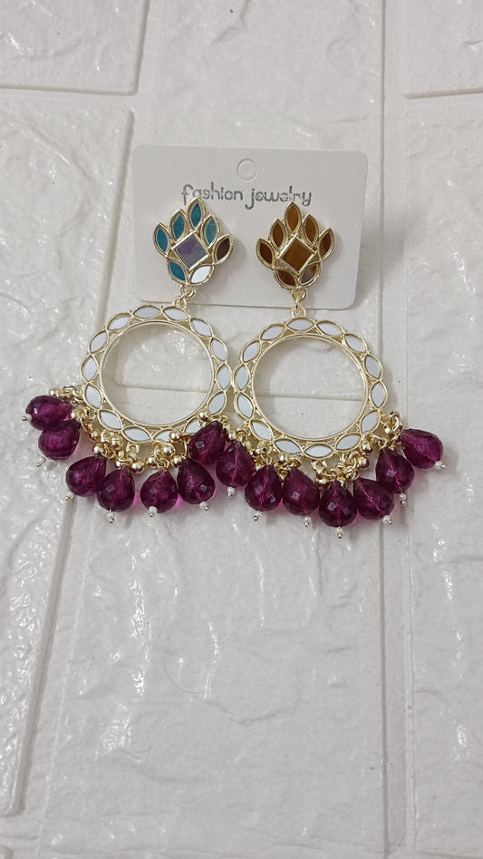 Wine colored Mirror jhumka